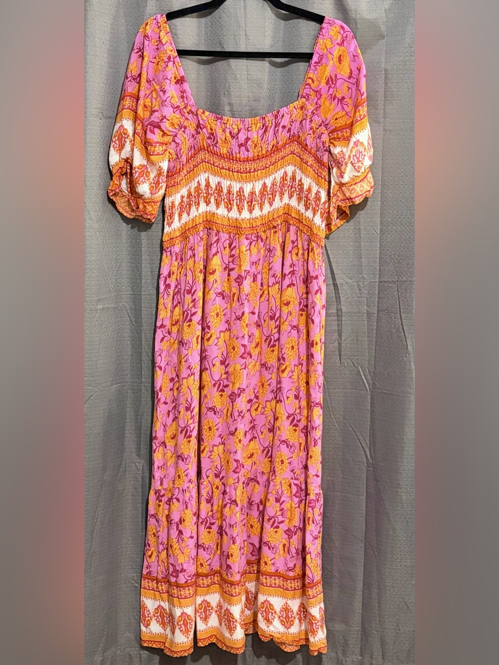 ✨ 3/$20 Pink & Yellow Floral Smocked Dress Sz 2XL - Picture 7 of 7